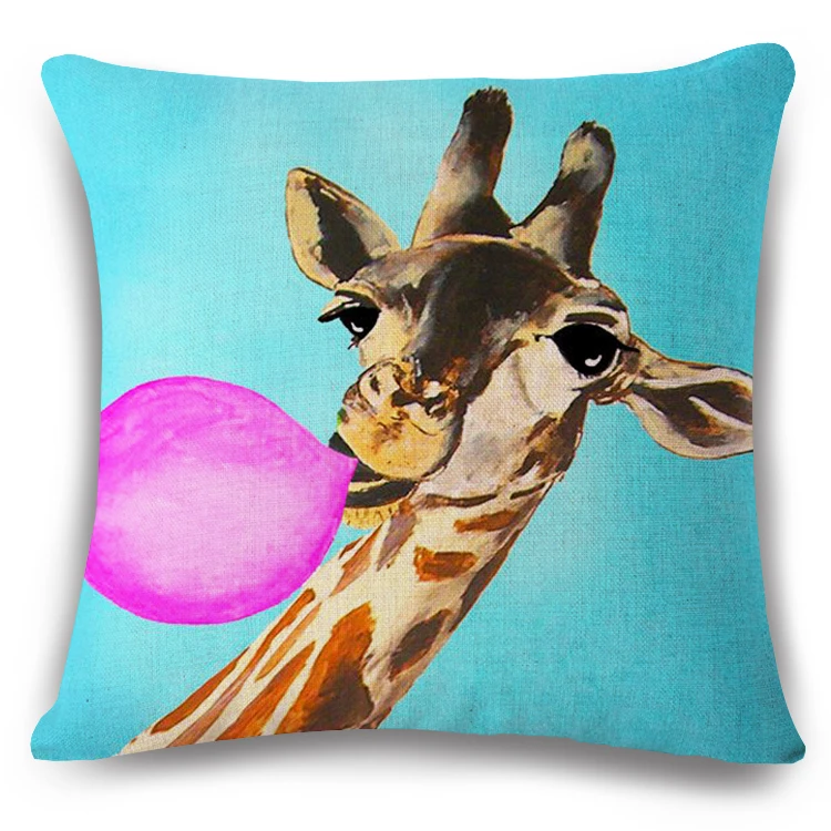 Наволочка для подушки с рисунком жирафа, тканая льняная семейная привязанность, диванное сиденье, домашний декоративный чехол для подушки - Цвет: 5