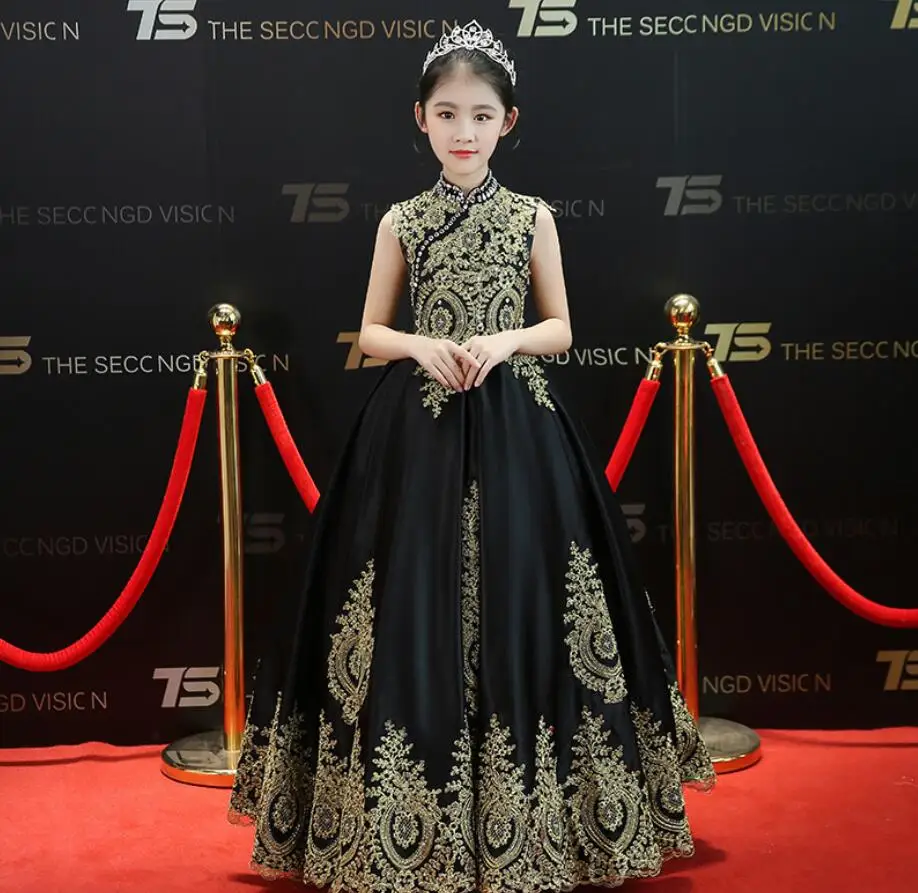 

New Princess Girls Dress Performance Evening Party Dress Carnival Costume Kids Dresses For Girls Wedding Dress Vestido HW2259