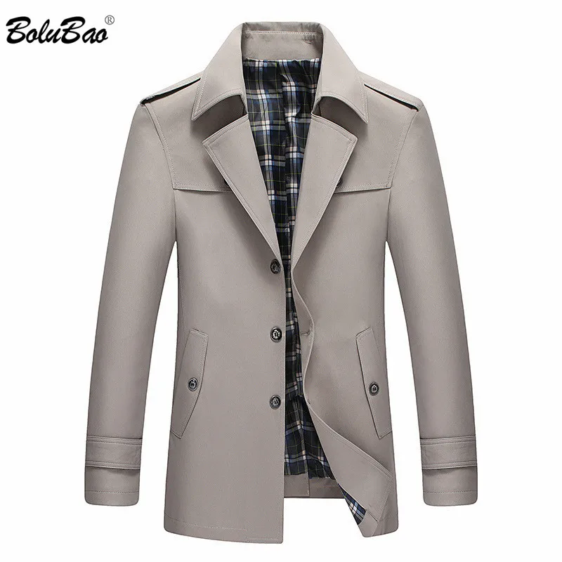 BOLUBAO, мужской осенний Тренч, пальто, мужская мода, однотонный цвет, много карманов, теплый, толстый, удобный, бушлат, мужской Тренч