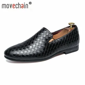 

movechain Fashion Men's Tassel Woven Grain Leather Shoes Mens Casual Party Driving Loafers Man Wedding Flats Moccasins Oxfords