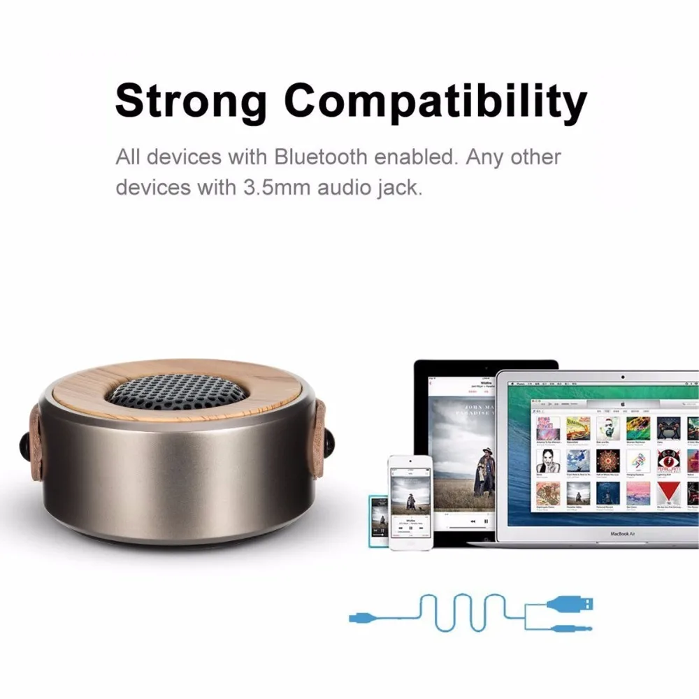 Zoeseong на открытом воздухе Беспроводной Bluetooth Динамик Металл Мини Портативный звук с микрофоном, флеш-картой памяти TF AUX MP3 музыкальный громкоговоритель
