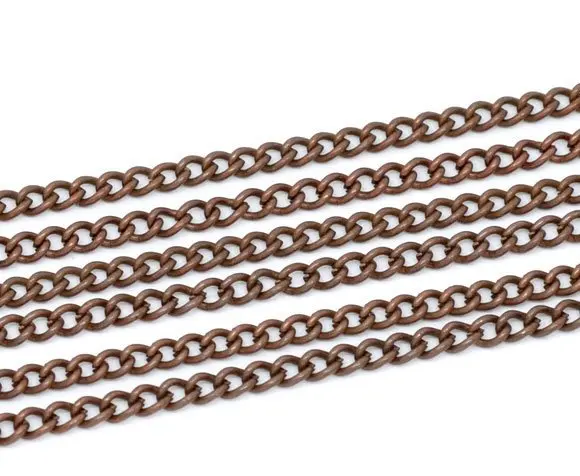 

Free shipping!!!!100M/ DIY jewelry findings-Copper Tone Links-Opened Curb Chains 4x3mm