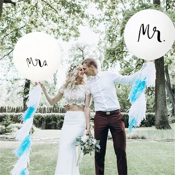 

10pcs White Print Mr&Mrs Latex Helium Balloons 36inch Round Wedding Engagement Party Globos Just Married Bride Event Party Decor