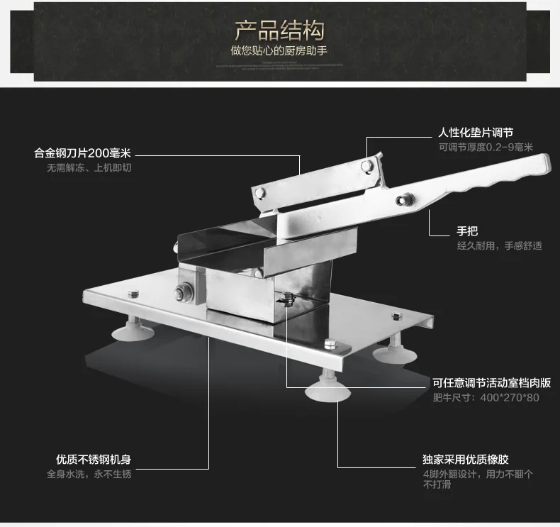 Ручная ломтерезка для мяса промышленная мясорубка машина для домашнего резака с двумя лезвиями