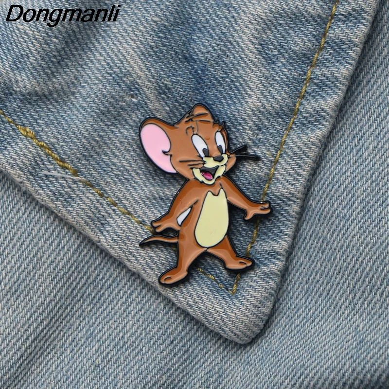 P3285 Dongmanli кошка и мышь эмалированные булавки броши мультфильм креативная