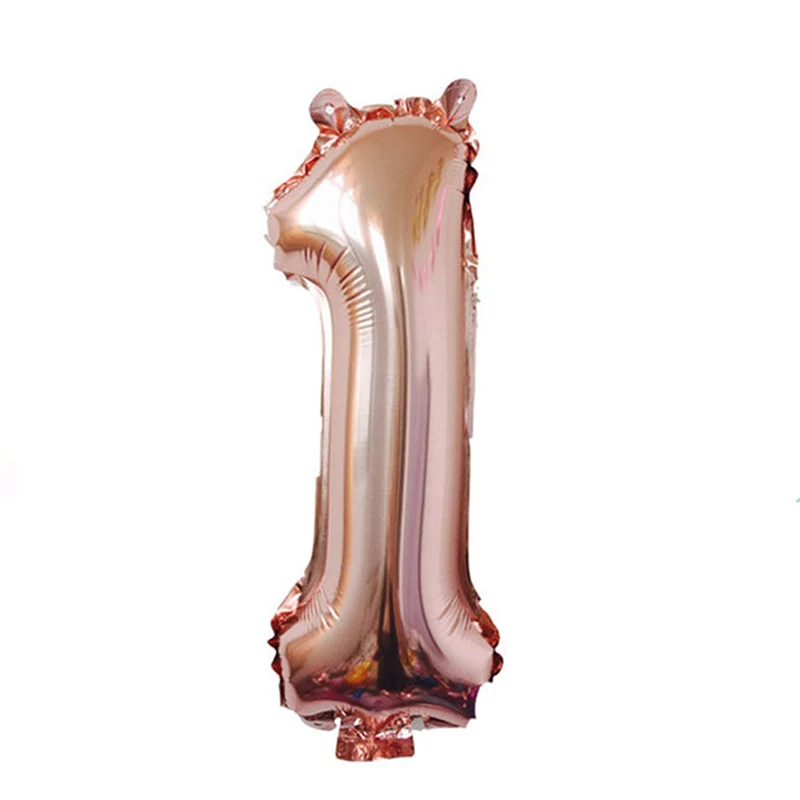 1st rose gold number balloon