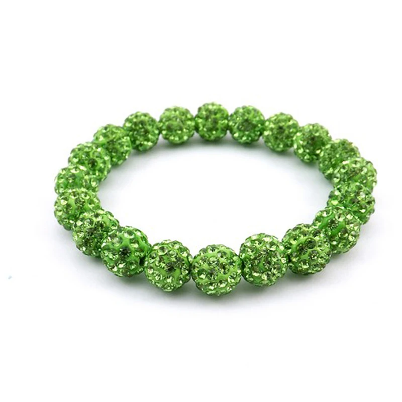 Wholesale 5pcs Light Green Pave Disco Ball Rhinestone Bracelet Stretchy