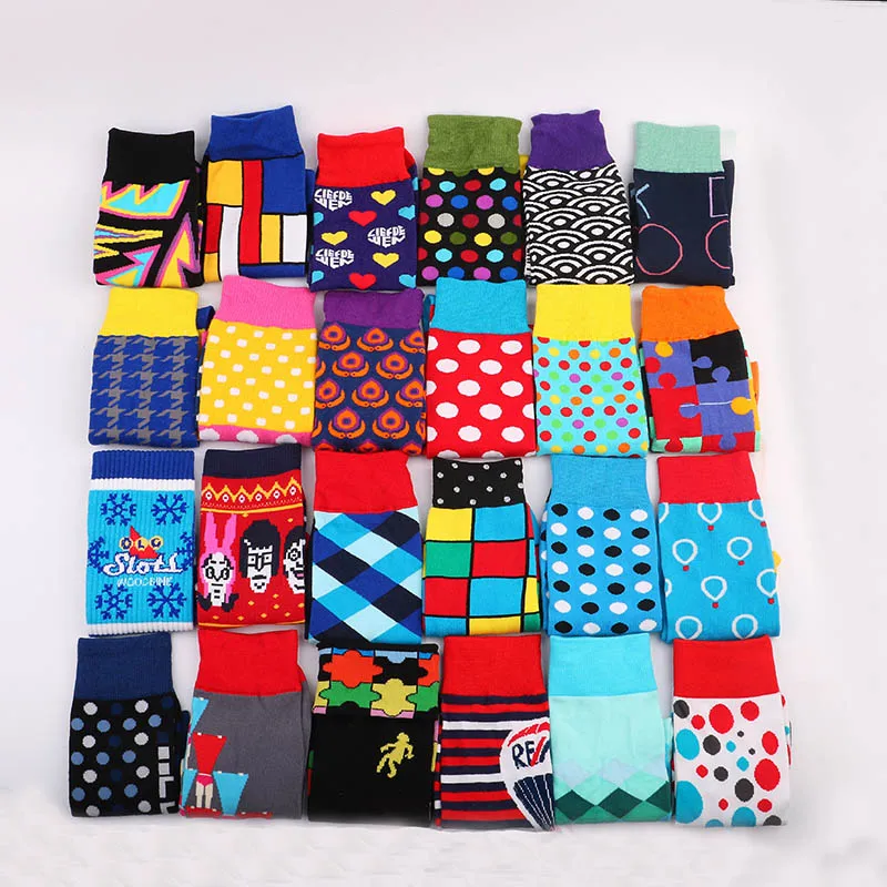 Мужские повседневные хлопковые счастливые носки Харадзюку, хип-хоп, британский стиль, забавные цветные забавные носки в подарок
