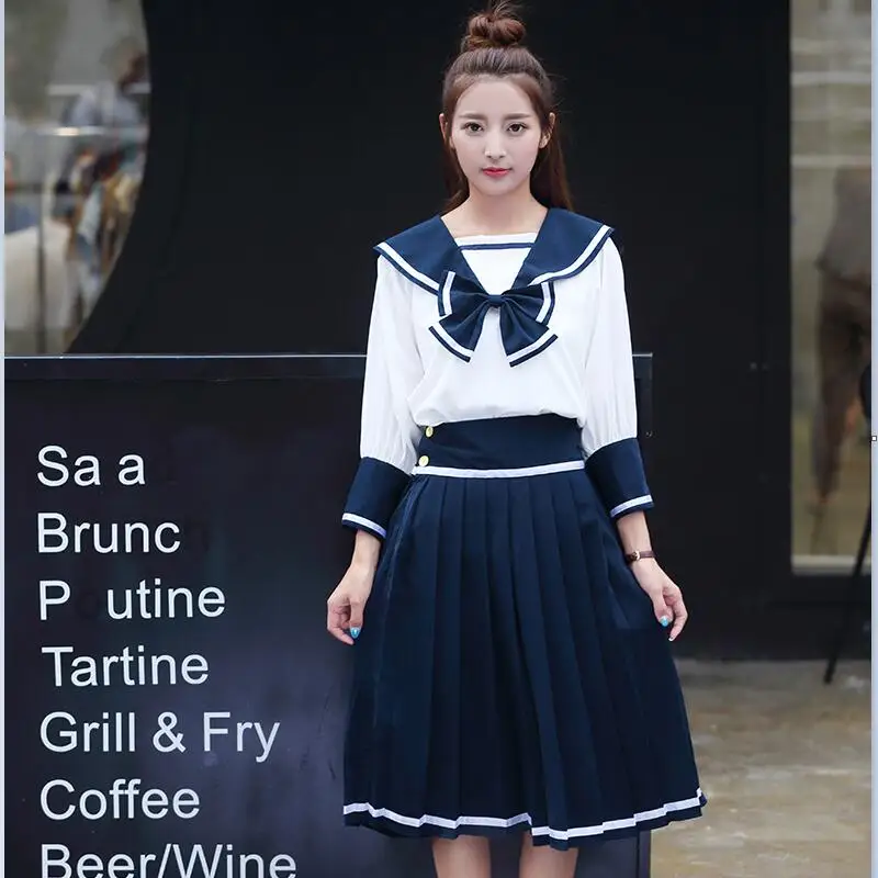 Японское аниме для девочек, школьная форма, костюм моряка, школьная форма, наборы для косплея, костюм JK с длинными рукавами