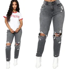 Y очага джинсы женщина с миди талии женский спереди большие отверстия Джинсовые штаны Свободные Омывается парень прямо Жан роковой S-2XL