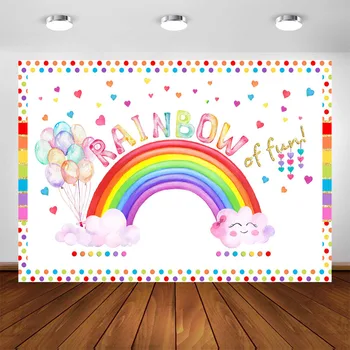 

Rainbow Backdrop Girl Birthday Party Decoration Rainbow of Fun Confetti Party Background Kids Party Banner Decors Photobooth