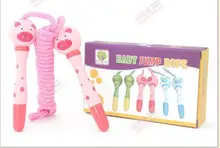 3 colors children outdoor game single skip rope with cartoon handle for gymnastic classic toys free