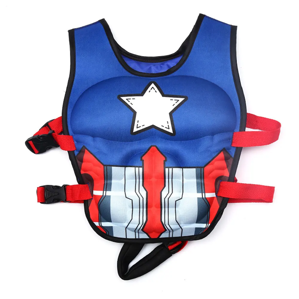 Детский спасательный жилет, плавающий жилет, детский купальный костюм для мальчиков, солнцезащитный, плавающий, мощный, аксессуары для бассейна, кольцо, дрейфующее на лодках - Цвет: Captain America