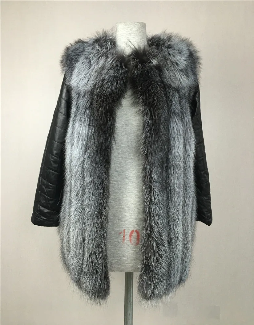 LIYAFUR 2018 съемный кожаный рукав настоящий толстый натуральный мех чернобурки