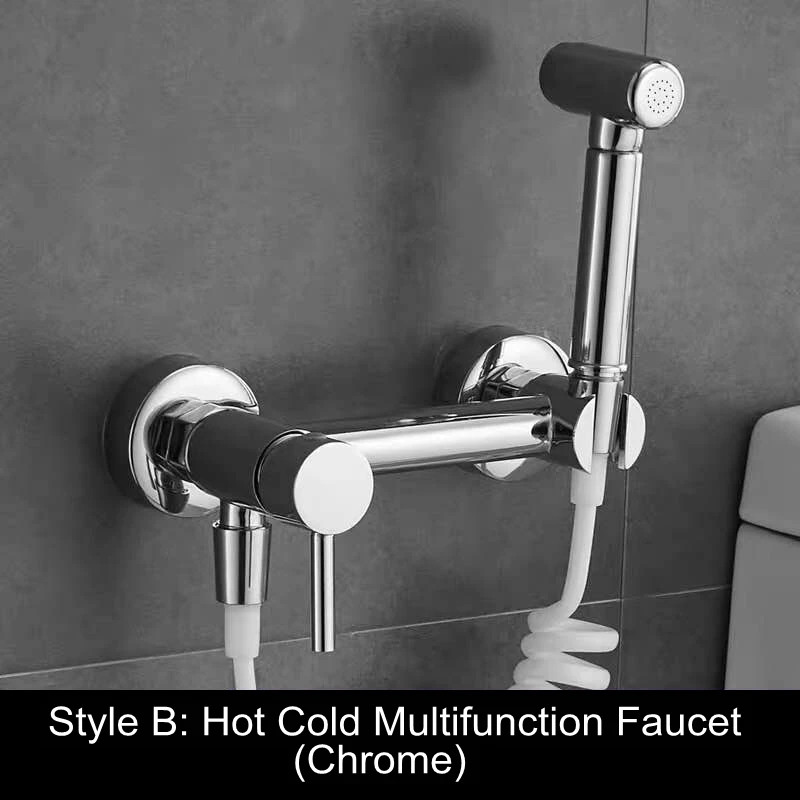 Chrome B Hot cold Черный кран для Биде Распылитель для туалета угловой клапан ручной гигиенический садовый кран Биде Распылитель для домашних животных Аэрограф кран EL011 - Цвет: Chrome B Hot cold