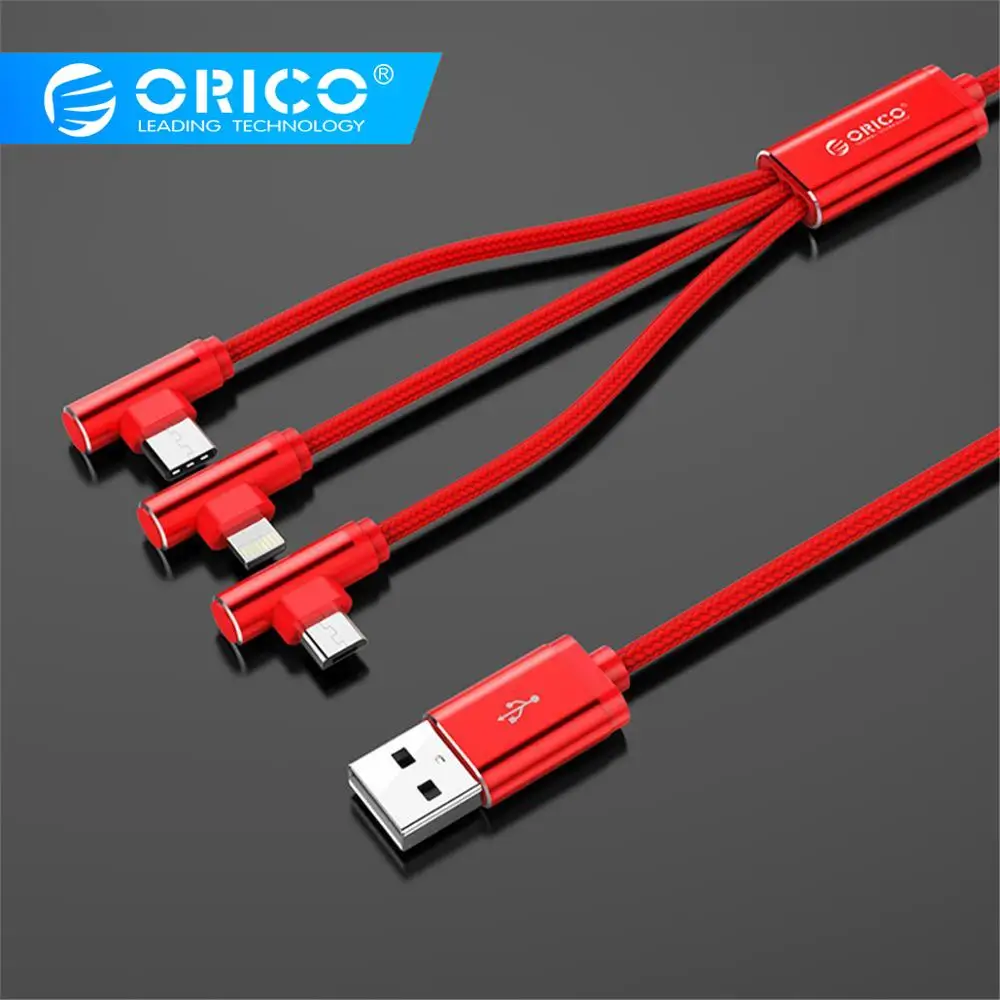 

ORICO Nylon Fast Charging Data Cable 3-in-1 USB to Lighting Type-C Micro-USB Right Cord for Xiaomi Huawei iPhone SAMSUNG Games