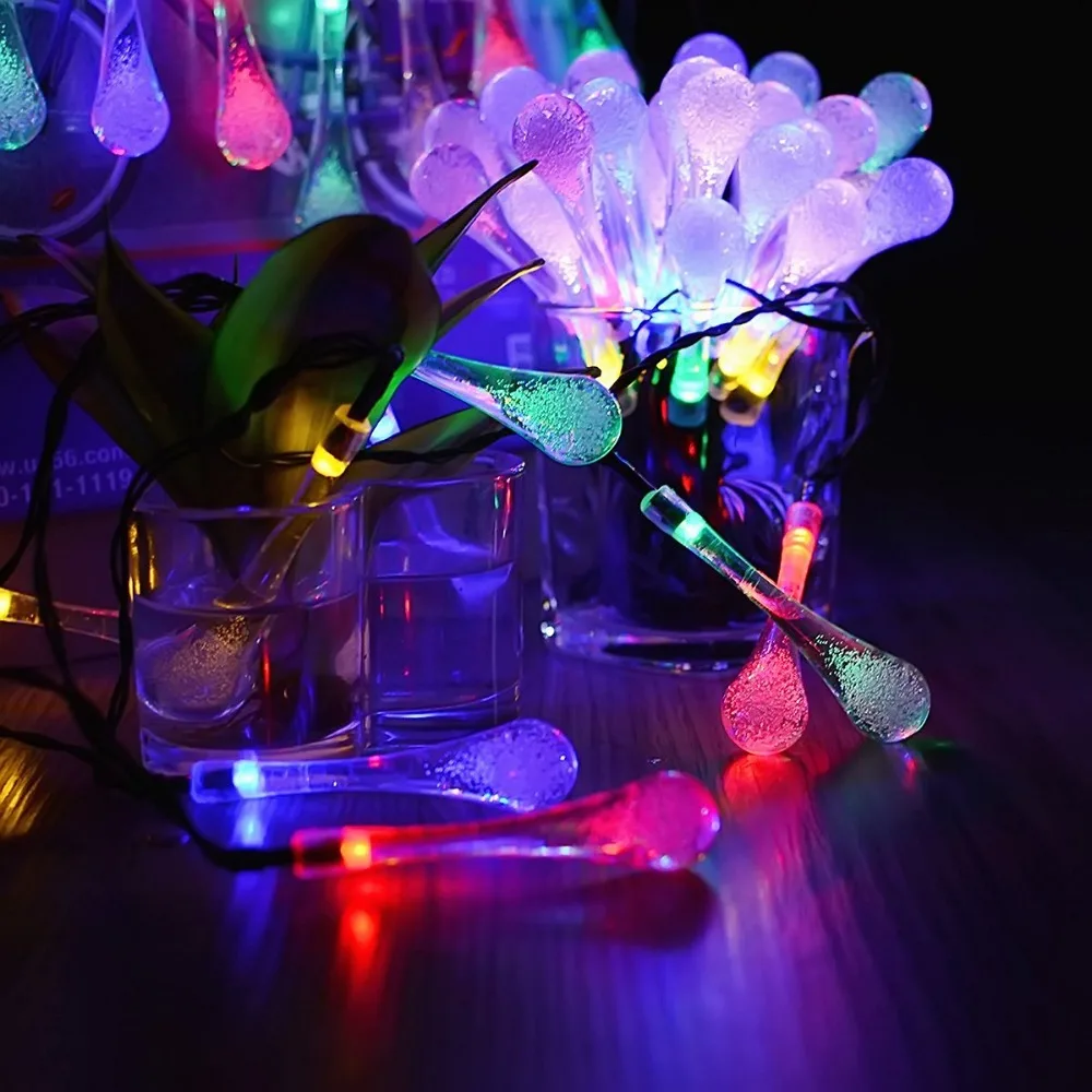 [DBF] Солнечная энергия сказочные гирлянды 20LED Красочные капли дождя солнечное