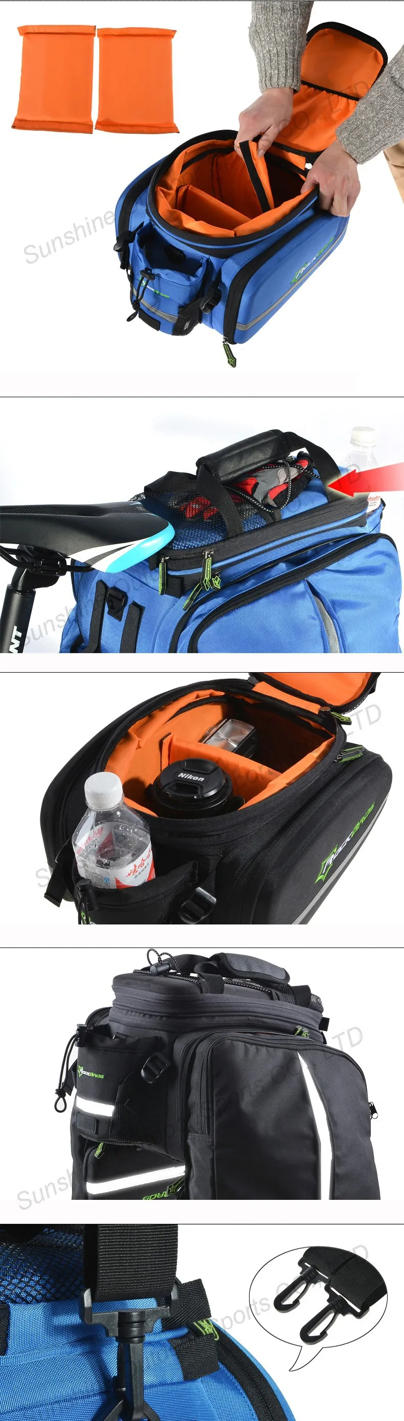 Perfect Rockbros 12L Mountain Bike Bag 3 In 1 Rear Rack Shoulder Sotrage Carrier Bags Handbag  Bicycle Trunk Cycling Saddle Bag 6