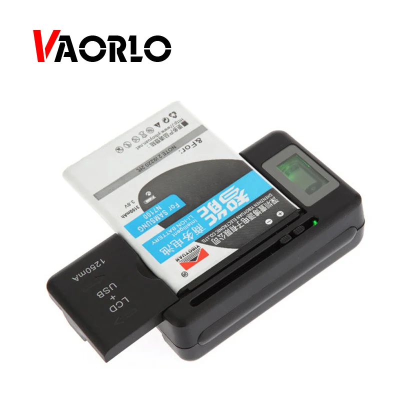 

VAORLO Mobile Battery Charger Universal LCD Indicator Screen USB-Port Cell Phone Chargers Battery Charging EU US UK PLUG