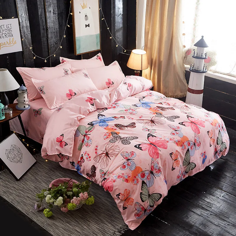 AB Layout Pink Korea Style Bedding Sets Queen Size,1 Duvet Cover Set +1
