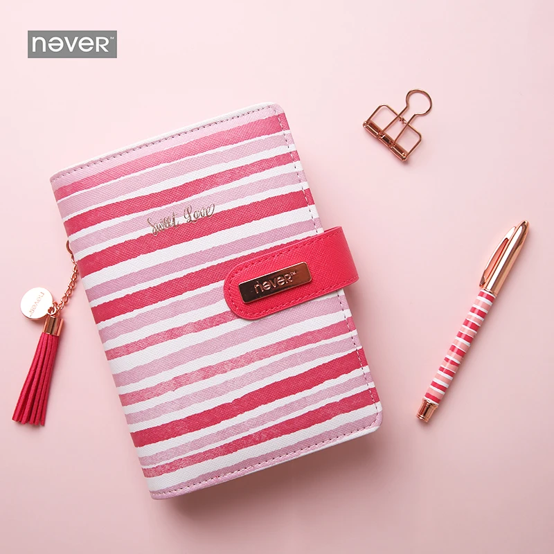 Never Stripe Spiral Notebook Personal Travelers Journal  Organizer A6 Planner Diary Book Gift Packing Office & School Supplies