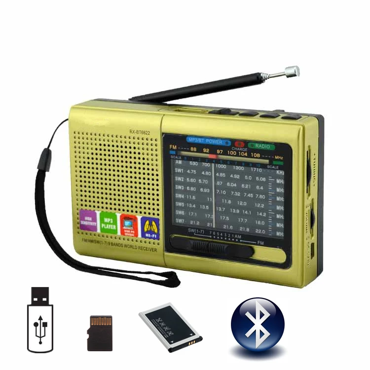 Bluetooth динамик перезаряжаемый портативный MP3 радио приемник Am/Fm/SW Поддержка USB флэш
