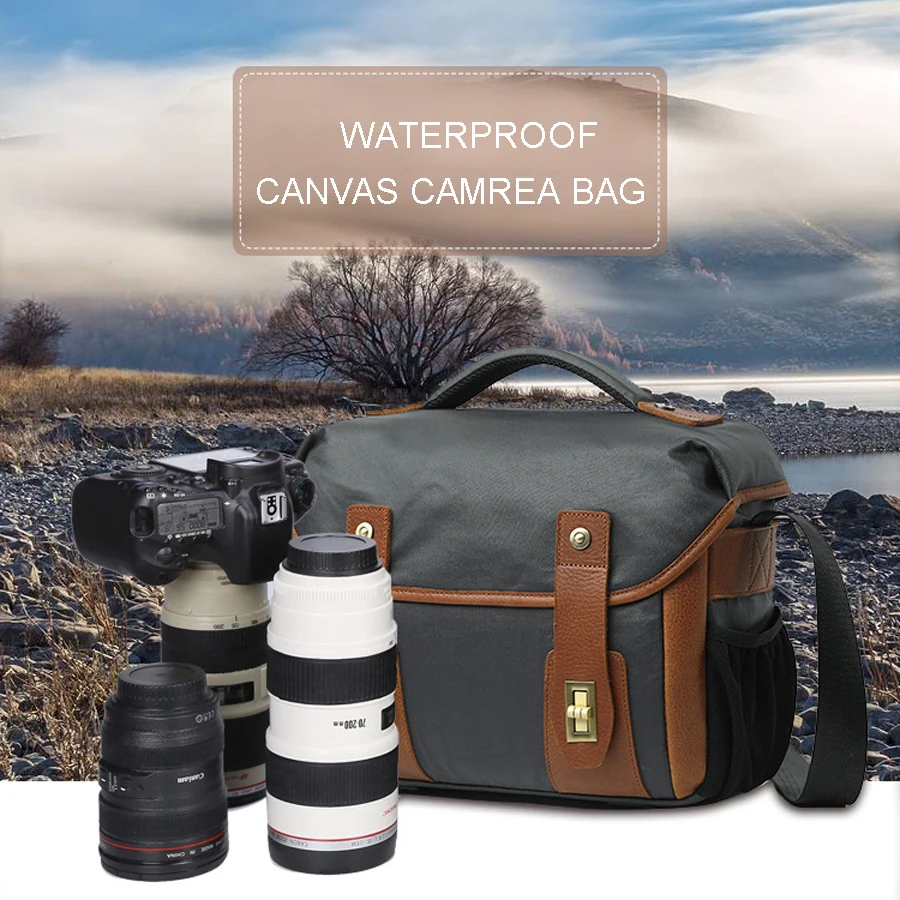 Waterproof canvas bag retro SLR camera bag canvas male shoulder camera