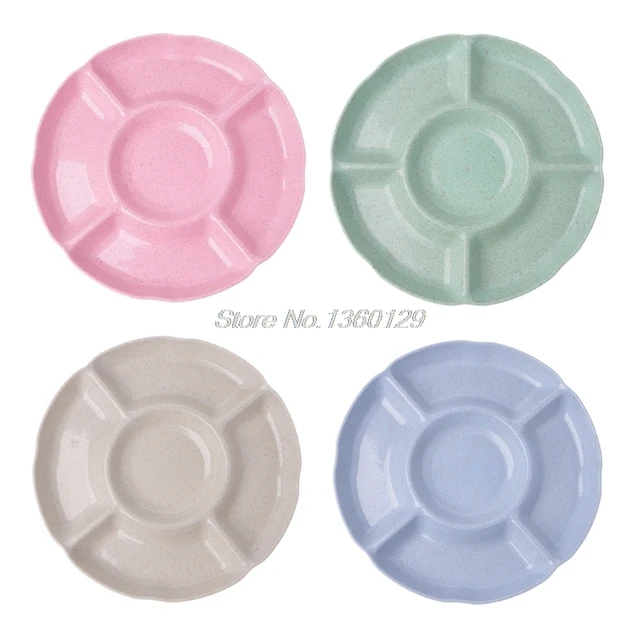 Plastics Multi-function Fruit Plate Dessert Tray Plate Snack Dish 5-Compartments