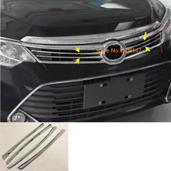 

car ABS Chrome front engine racing grill Machine grille upper hood stick trim panel lamp 4pcs for Toyota Camry 2015 2016 2017