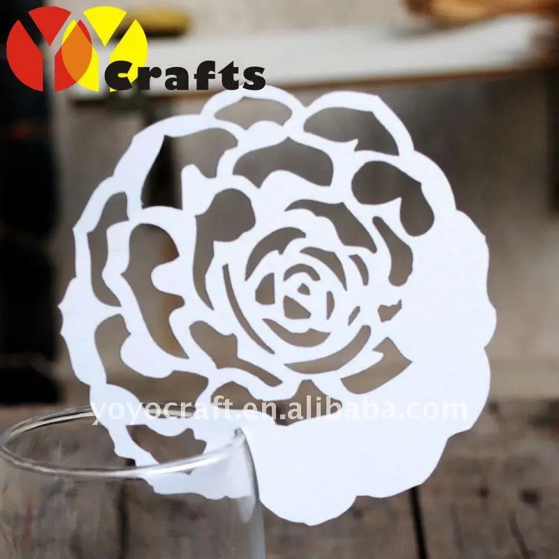 rose place card cut out glass place card holders wedding favors laser