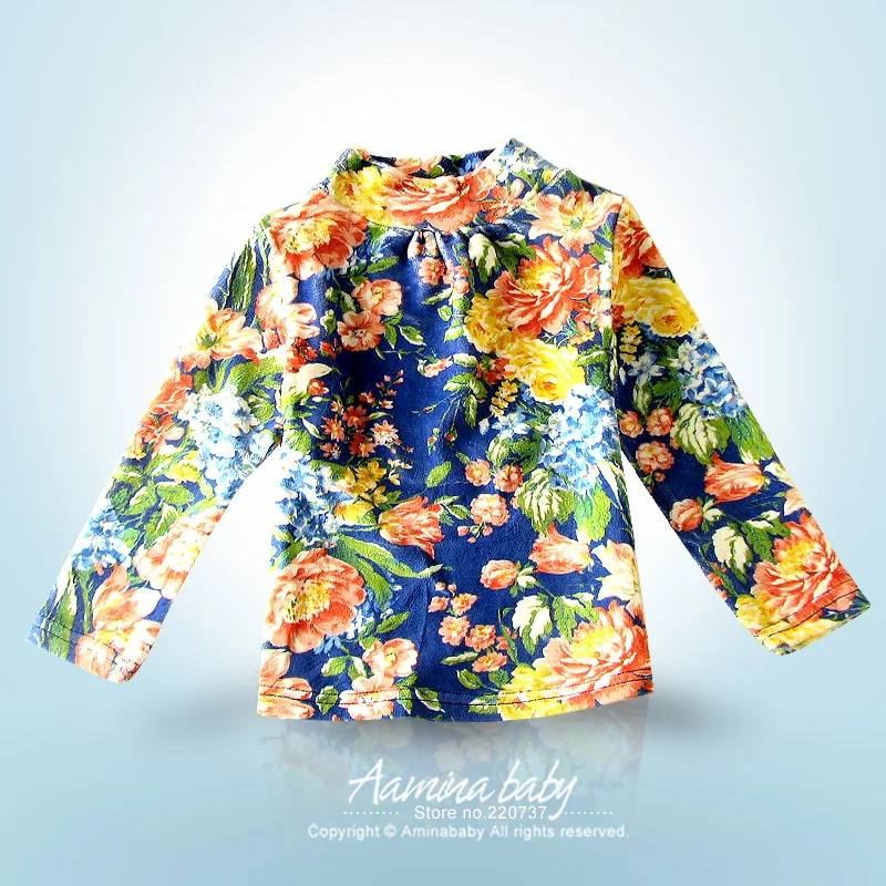 

[Aamina] Autumn Spring Flower printed girl t shirt children clothing t-shirts for girls top casual nova kids baby girls clothes