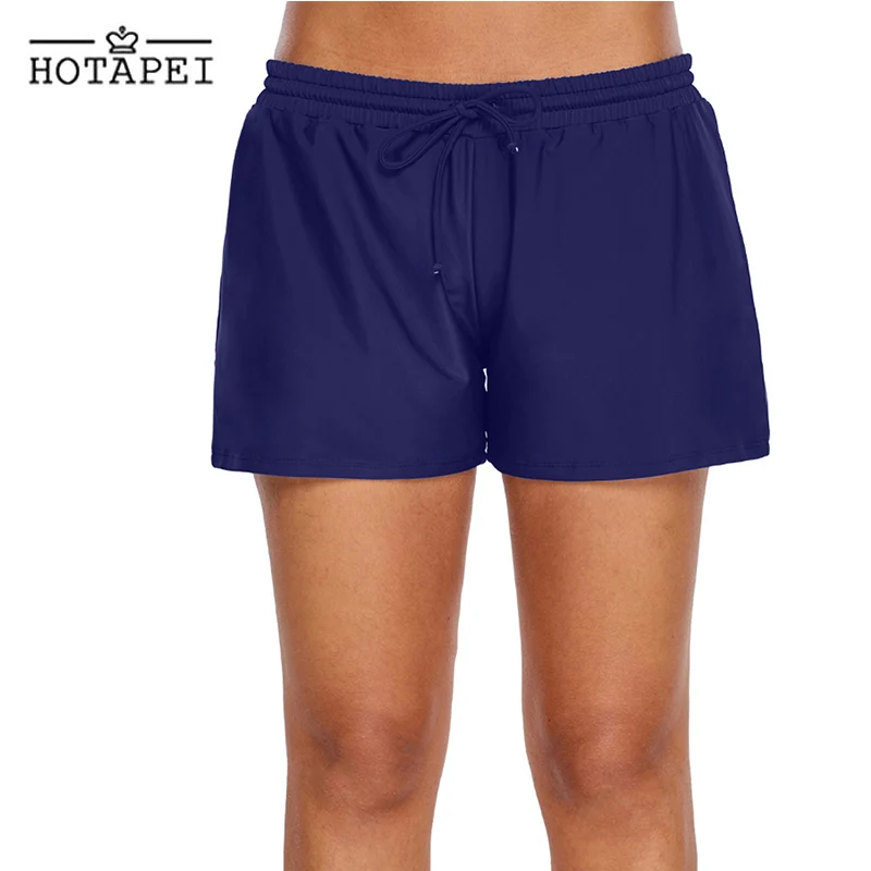 Hotapei النساء الشاطئ تصفح السراويل سريعة الجافة السباحة Boardshort السباحة LC410833 جديد الأزرق الرباط السباحة ركض الرياضة جذوع