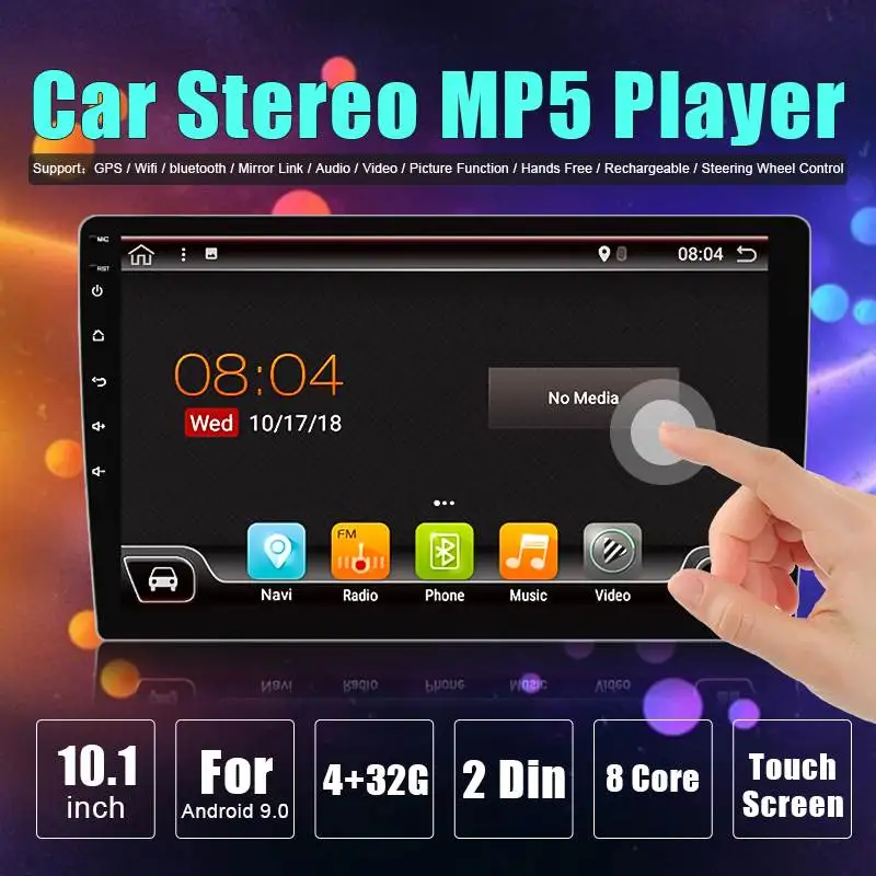 9 ''Android 9,0 PX6 2 Din 4+ 32G 8 ядерный автомобильный MP5 плеер FM gps bluetooth стерео радио Зеркало Ссылка+ камера заднего вида