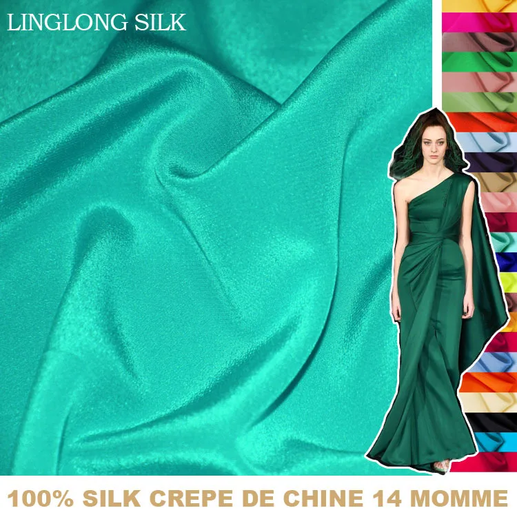 100% шелк креп DE CHINE 114 см Ширина 14momme чистый тутового мягкого шелка ткань/для