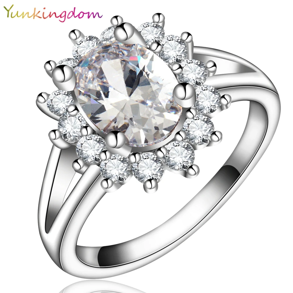 Yunkingdom новинка высокое качество белое золото кольцо принцессы кубический