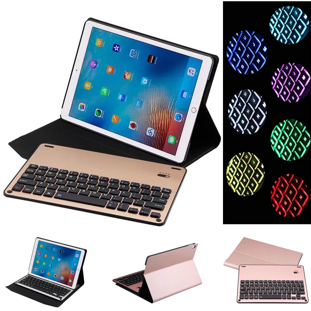 Aluminium Bluetooth Wireless Keyboard Case Cover Stand Holder 7 Color Backlight For iPad 2017 2018 New Air 1 2 Pro 9.7 10.5 | Компьютеры и