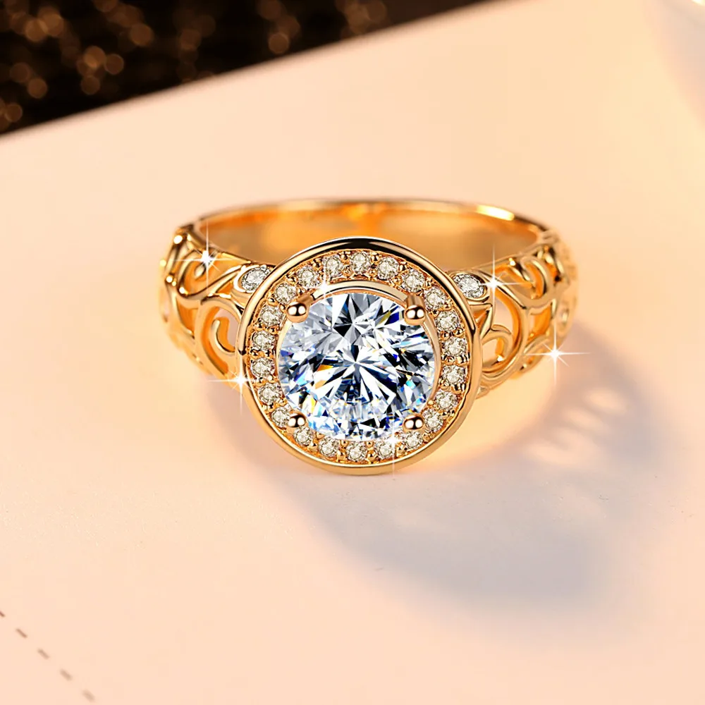Кольцо для женщин роскошные свадебные кольца Bijoux Femme Anillos Mujer Круглый Циркон