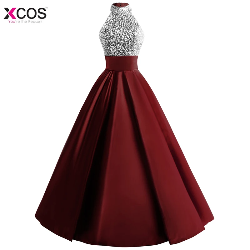 Vestido de festa Formal Halter Crystal Beaded Evening Dresses Long 2018 Satin Keyhole Back Party Ball Gown Prom Evening Dress Vestido de festa Formal Halter Crystal Beaded Evening Dresses Long 2018 Satin Keyhole Back Party Ball Gown Prom Evening Dress