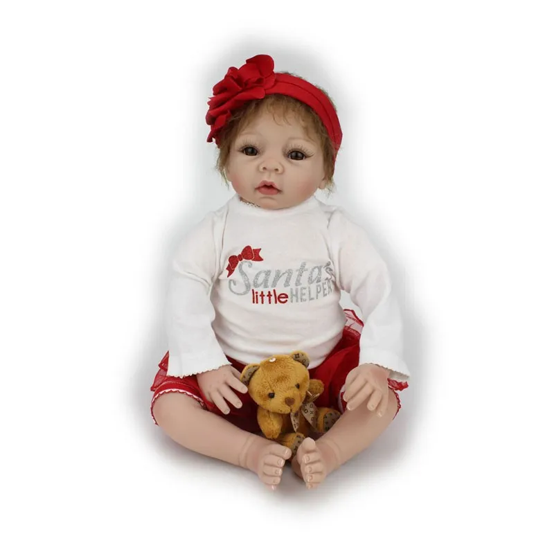55 см Детские Силиконовые куклы reborn очень милые коричневые глаза кукла с полосатыми штанами девочка bebe куклы reborn от 0 до 8 лет подарок на праздник
