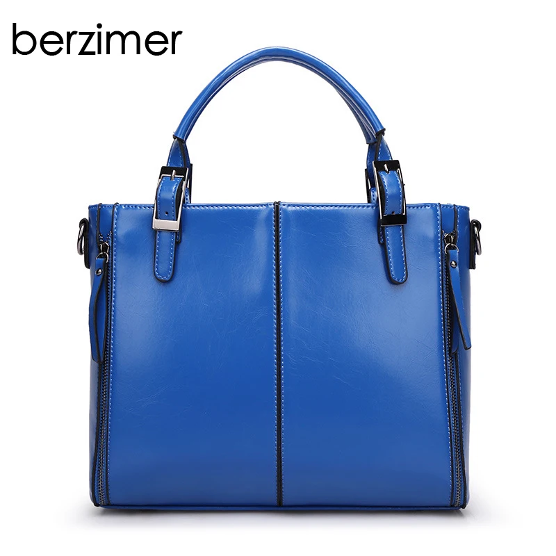 

BERZIMER High Quality 2017 Women Handbag Popular Black Blue Brown Wine Red Shoulder Bag Large Capaticy Nice Tote Bags for Women