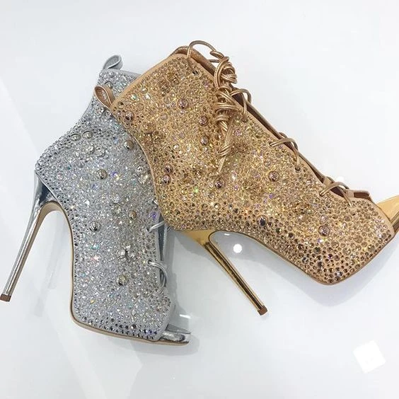 embellished heel boots