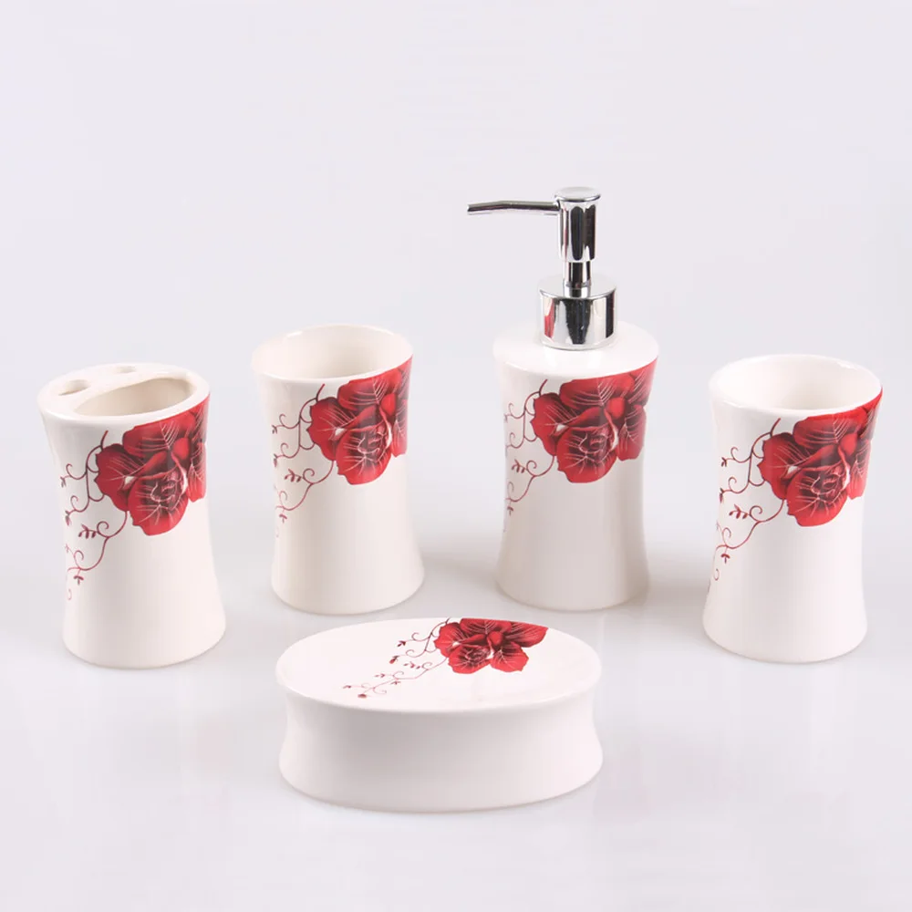 Wedding gift Korean pastoral style bathroom five piece wash set mouth