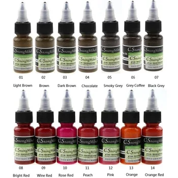15ml/bottle Lip gloss Microblading Tatoo Pigment Eyebrow Tattoo Ink Eyebrow & Lip Permanent Make up fast coloring in 5 minutes