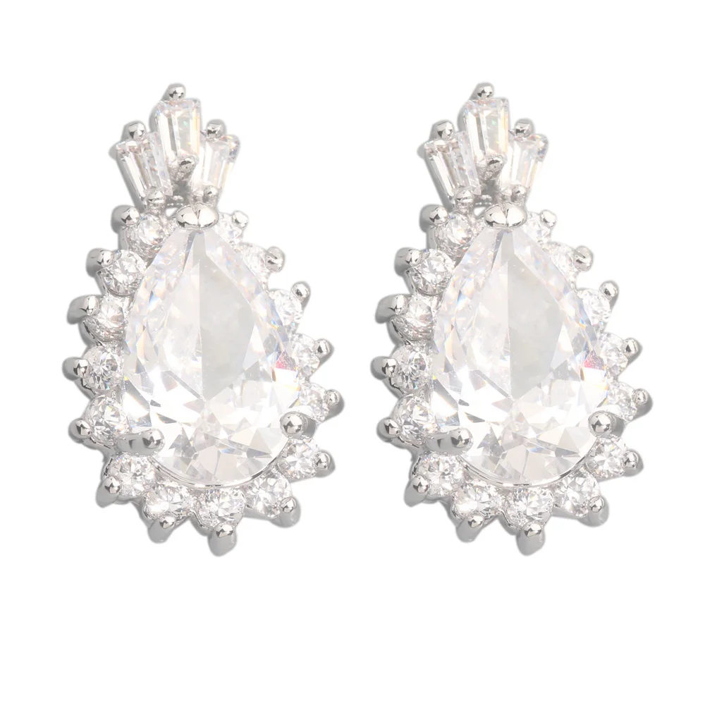 Deluxe White Stone 12*8mm Semi precious Silver Cool For Womens Stud Earrings ED0267in Stud