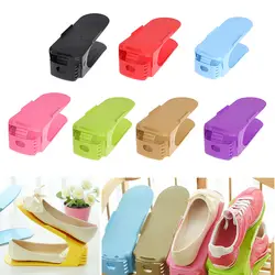 1 шт., пластиковая двойная Многоуровневая стойка для обуви, регулируемый держатель для обуви, подставка, полка для обуви, слот для поддержки