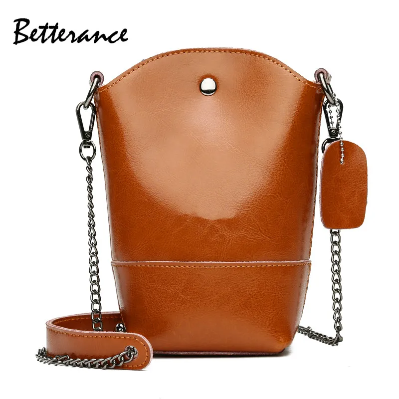 

Betterance 2018 Ladies chain Bucket Bag Five Colors split leather Small shoulder bag