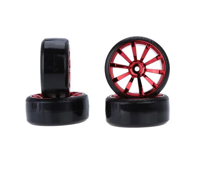 Free Shipping 4pcs 1/10 RC Drift car rubber tires wheels fit for Traxxas HSP Tamiya HPI Kyosho RC Drift car diameter 61mm