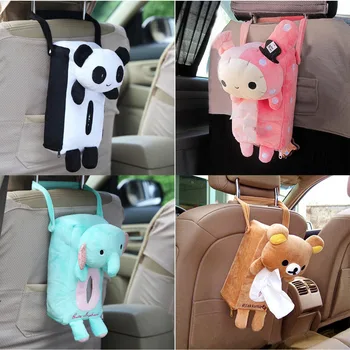 

4 Colors Cute Animal Car Tissue Holder Back Hanging Tissue Box Covers Napkin Paper Towel Box Holder Case Paper Towel Holder
