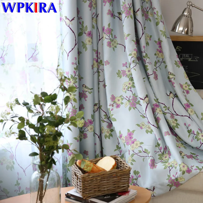 American Curtain Country Children Bedroom Cortina Bird Floral Print