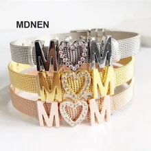 Сетчатый Браслет из нержавеющей стали с 3 шт. "Мама" Горки подвески, хранительские браслеты, DIY ювелирные подарки